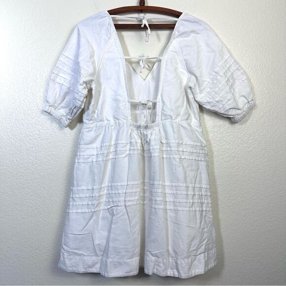 7 For All Mankind White Puff Sleeve Babydoll Dress Size L - Picture 11 of 11